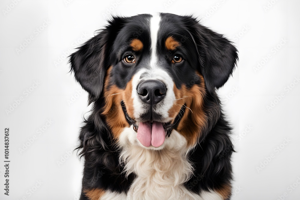 Bernese mountain dog mix on white background, AI Generated Bernese mountain dog mix on white background, AI Generated
