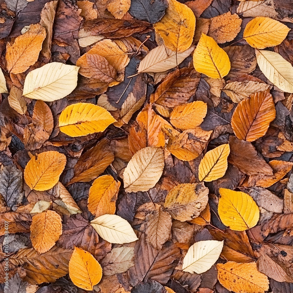 autumnal leaves scattered on a forest floor autumnal leaves scattered on a forest floor