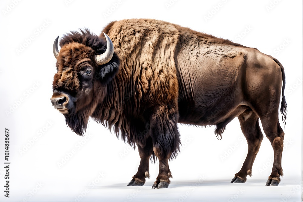 Bison animal on white background, Ai Generated Bison animal on white background, Ai Generated
