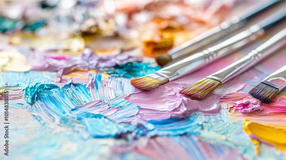 Colorful Brushstrokes and Artistic Palette Colorful Brushstrokes and Artistic Palette