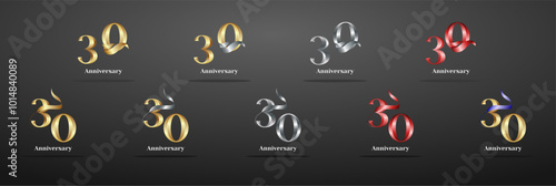 Luxury Logo 30th, 30th Elegant years happy anniversary, Creative design template for celebration, birthday, greeting and invitation. Gold color
