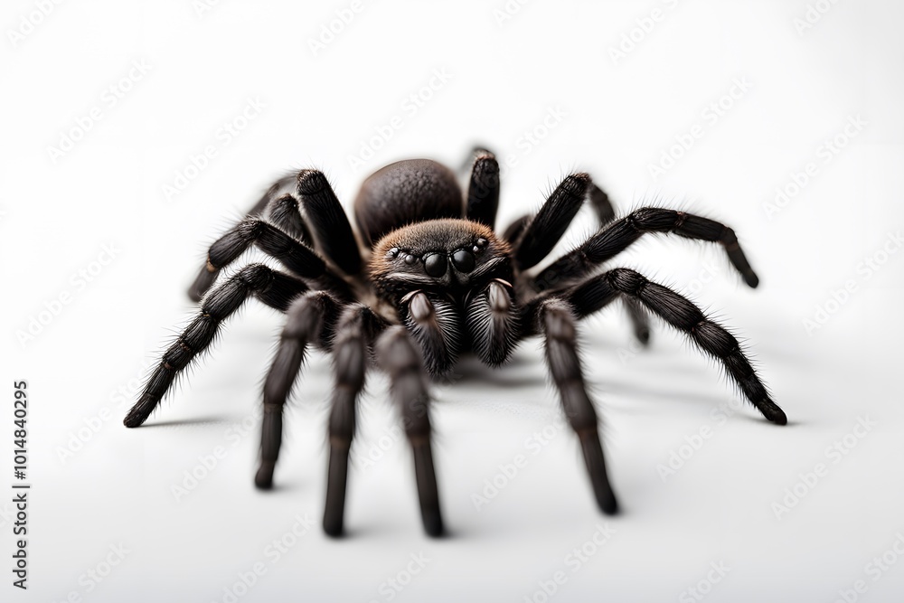 Black tarantula on white background, Ai Generated Black tarantula on white background, Ai Generated
