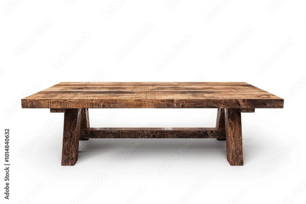 A simple wooden table against a clean white background, perfect for showcasing objects or as a minimalist decorative element A simple wooden table against a clean white background, perfect for showcasing objects or as a minimalist decorative element