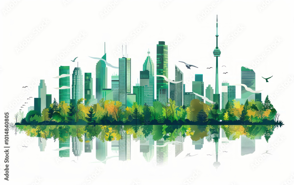 Obraz premium Minimalist graphic illustration of city and building Outlines