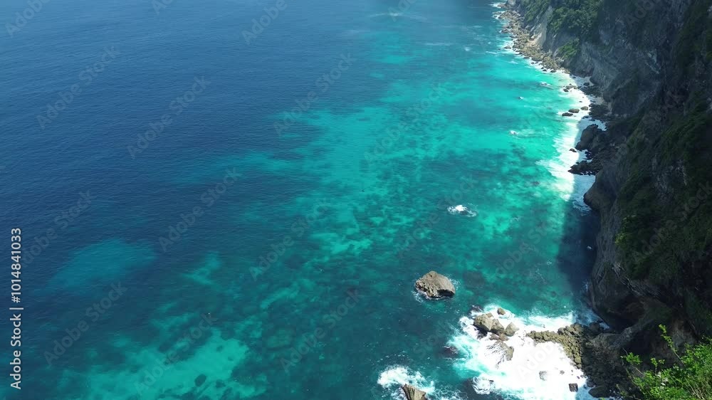 Nusa Penida Island Indonesia. Manta Point, popular place for observing marine life. Indonesian nature, high cliffs, view from high altitude Nusa Penida Island Indonesia. Manta Point, popular place for observing marine life. Indonesian nature, high cliffs, view from high altitude
