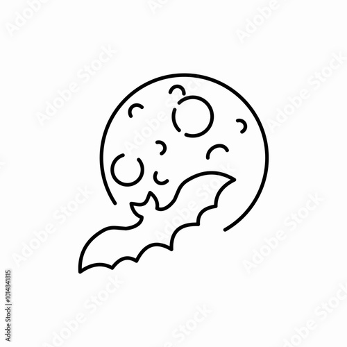 moon and bat icon sign vector