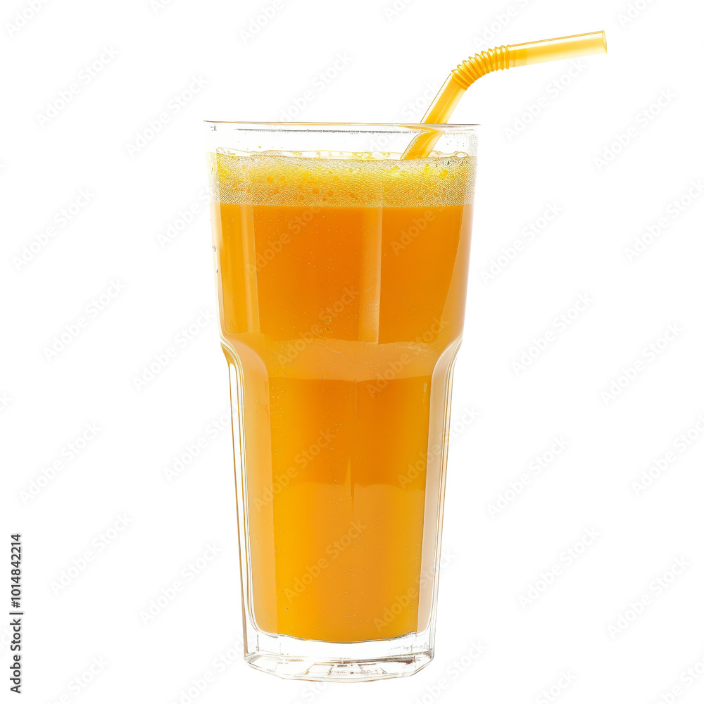 Refreshing Glass of Bright Orange Juice with a Straw. Refreshing Glass of Bright Orange Juice with a Straw.