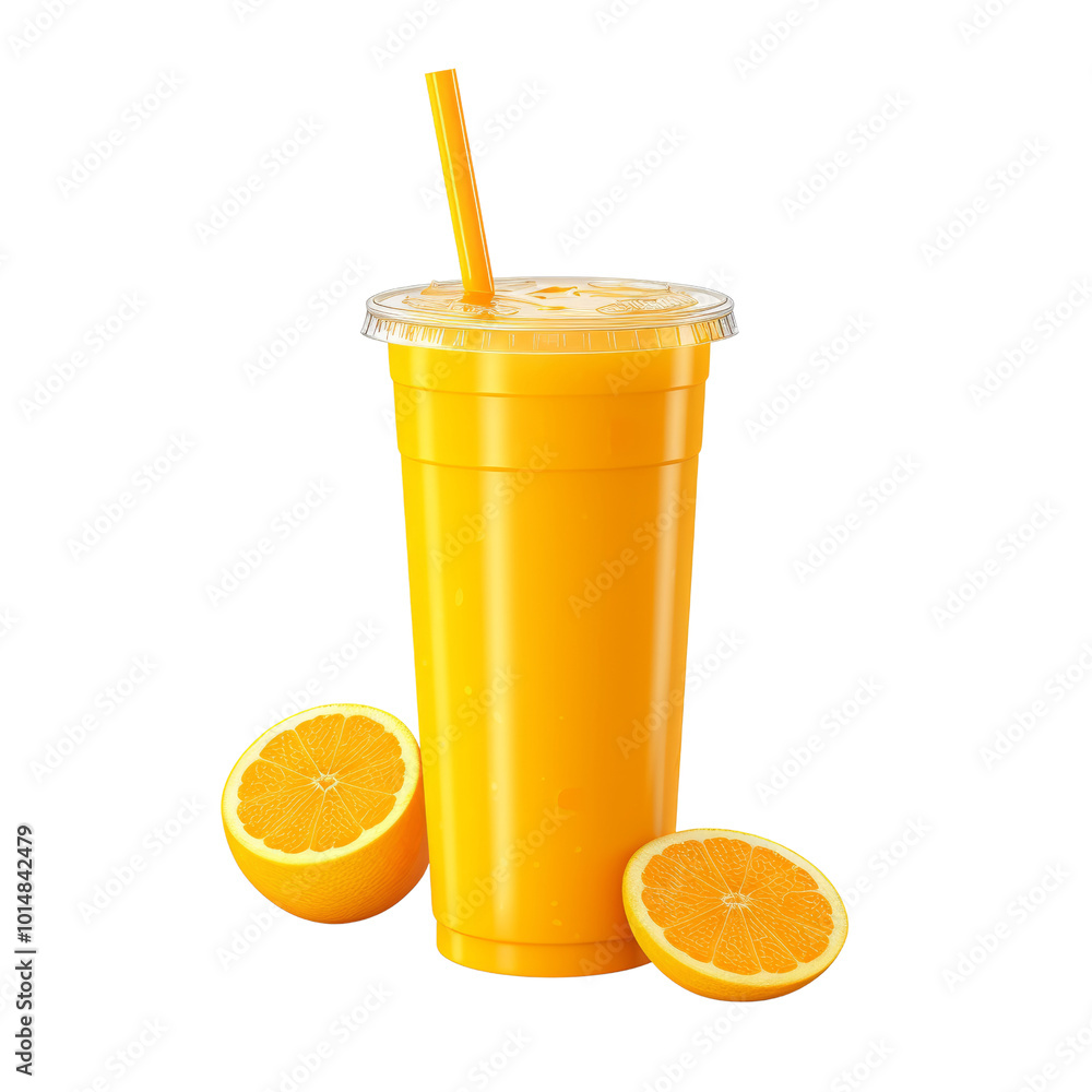 Refreshing Orange Juice in a Clear Cup with Fresh Orange Halves Refreshing Orange Juice in a Clear Cup with Fresh Orange Halves