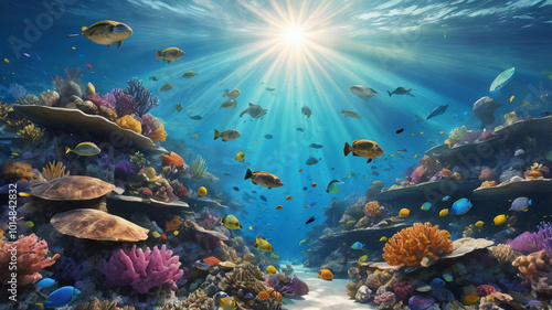 Underwater Coral Reef with Colorful Fish