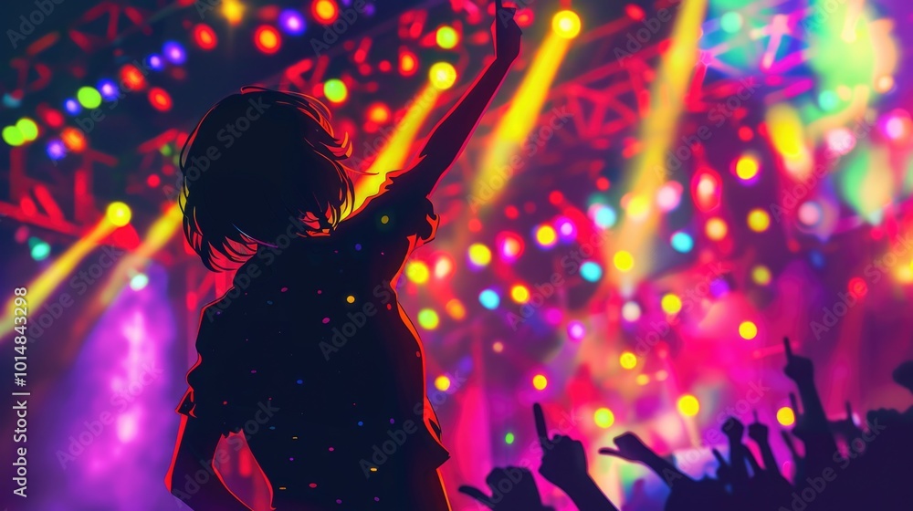 A person standing in front of a crowd at a live music concert A person standing in front of a crowd at a live music concert
