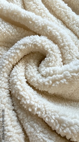 Soft and cozy white fabric with a textured fleece pattern, perfect for blankets, interior decor, or a warm cozy feel.