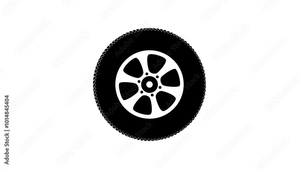 Car wheel emblem, black isolated silhouette Car wheel emblem, black isolated silhouette