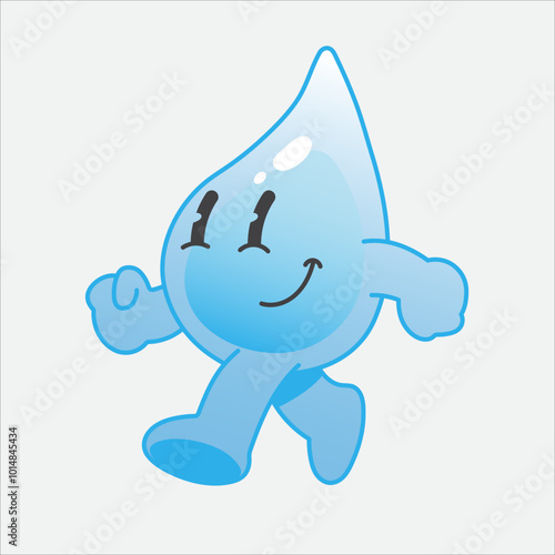 Playful blue water droplet character