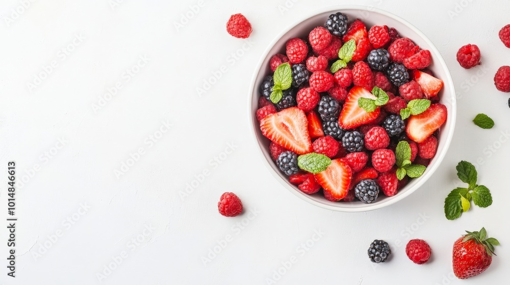 Vibrant Bowl of Fresh Summer Berries and Fruit Vibrant Bowl of Fresh Summer Berries and Fruit