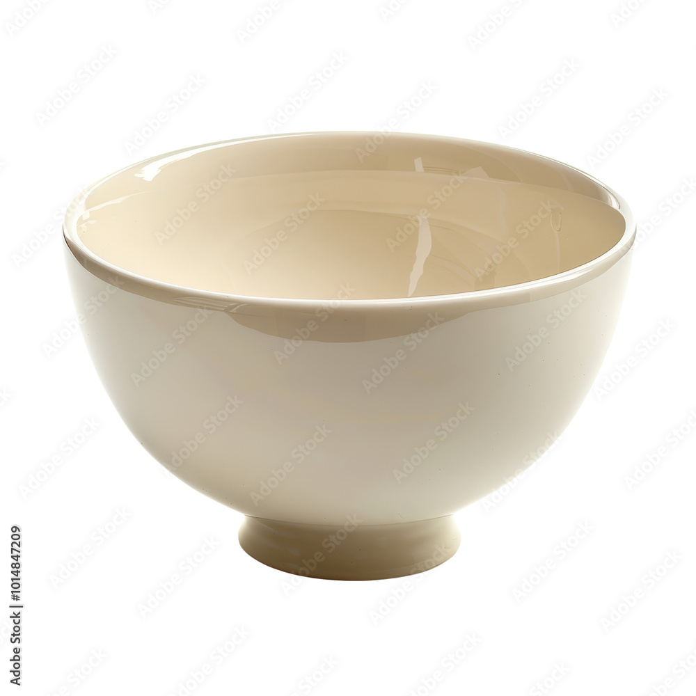 Simple Cream Colored Ceramic Bowl with Smooth Finish and Curved Shape. Simple Cream Colored Ceramic Bowl with Smooth Finish and Curved Shape.