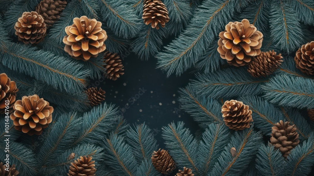 Christmas Fir tree branches and pine cones background Christmas Fir tree branches and pine cones background