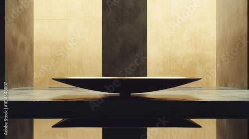 Minimalist Concrete Interior with a Reflected Oval Shape