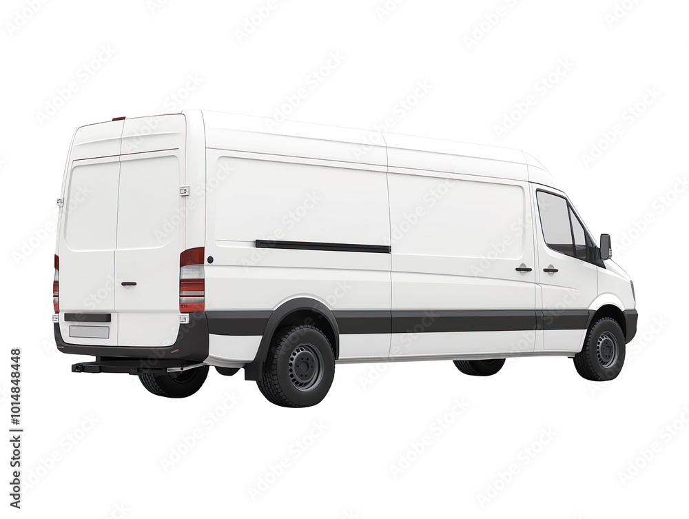 Fototapeta premium Delivery white van or truck isolated on transparent background