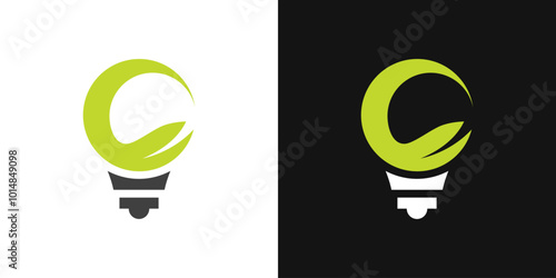 Bulb lamp leaf icon logo vector lightbulp eco energy business