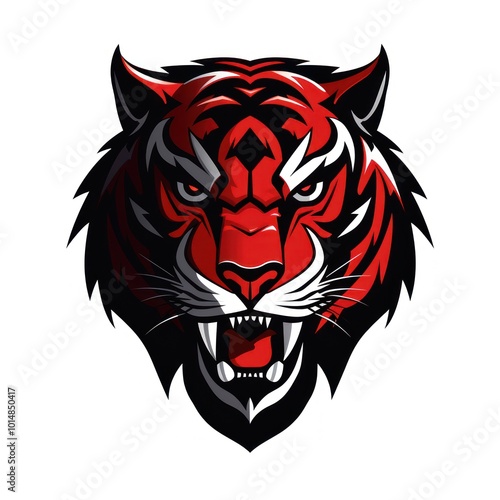 Wallpaper Mural Tiger on White Background. Black and Red colors Torontodigital.ca