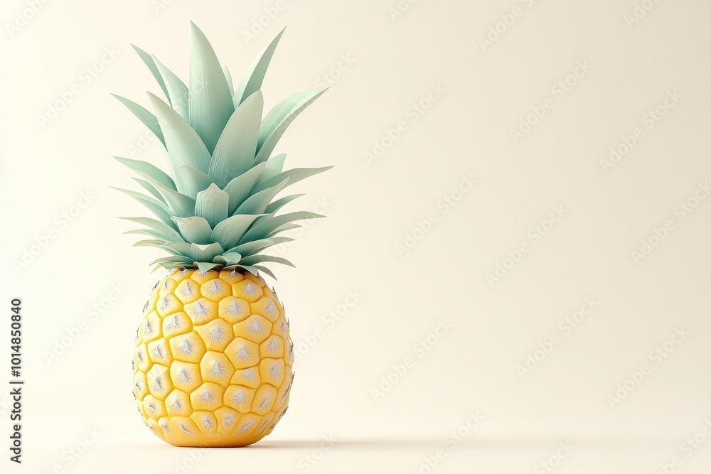 A vibrant and fresh pineapple stands against a soft, neutral background, showcasing its unique texture and color. A vibrant and fresh pineapple stands against a soft, neutral background, showcasing its unique texture and color.