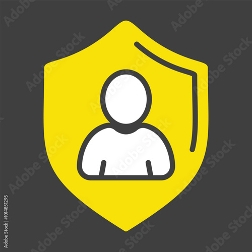 Privacy icon. Shield with person silhouette symbol