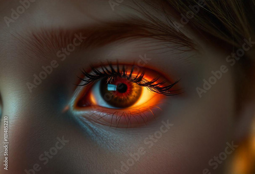 a close-up of a woman's eye with a cinematic look.