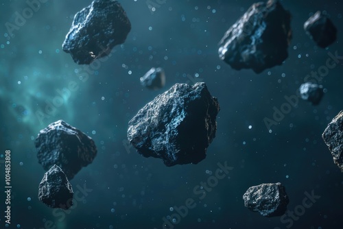 A bunch of rocks in mid-air, suspended by unknown forces photo