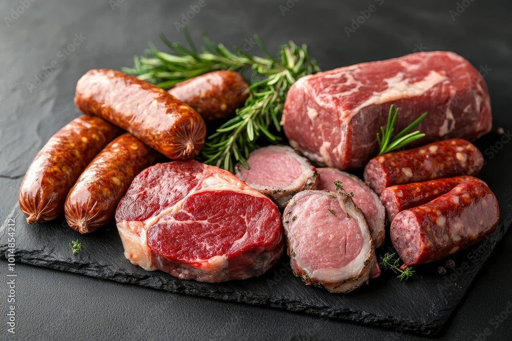 various meat and sausages - generative ai various meat and sausages - generative ai
