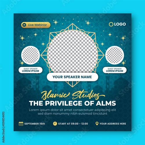 Islamic studies the privilege of alms. Islamic webinar social media template