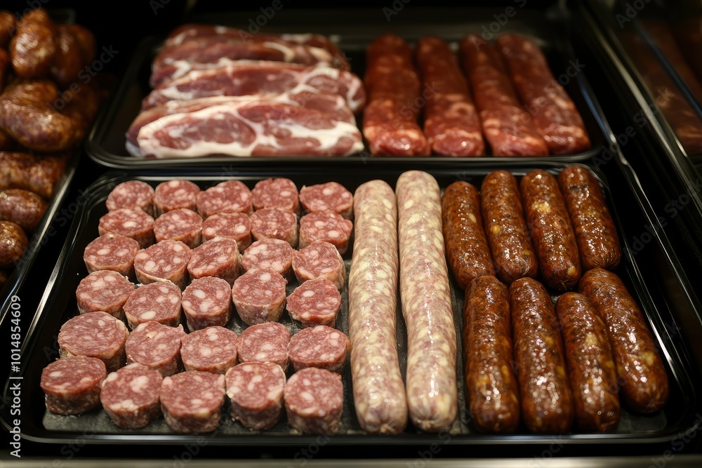 various meat and sausages - generative ai various meat and sausages - generative ai