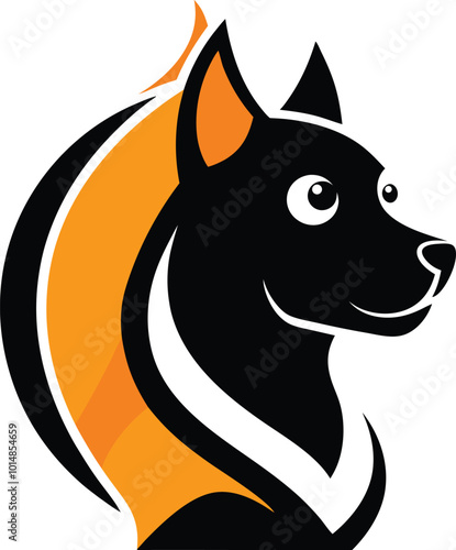 black and orange abstract cute dog pet shop logo 