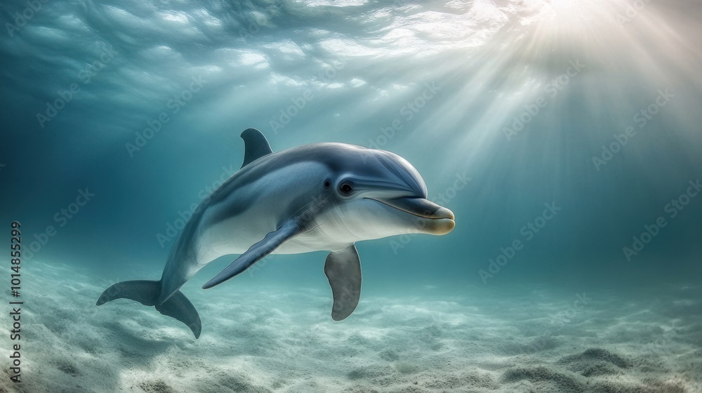 Obraz premium Dolphin Swimming in Sunlight