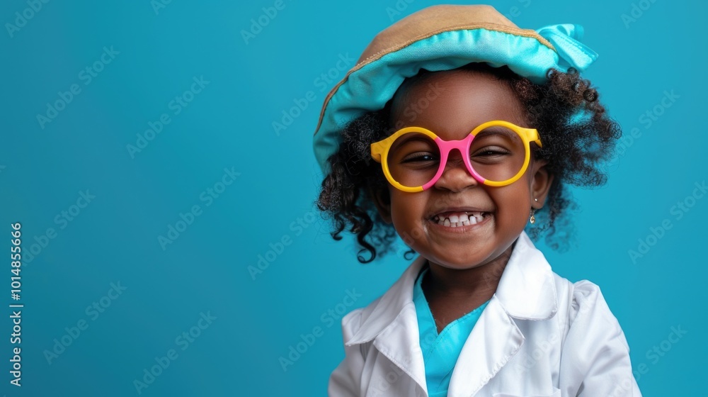 A young girl wearing glasses and a hat, likely a student or bookworm A young girl wearing glasses and a hat, likely a student or bookworm