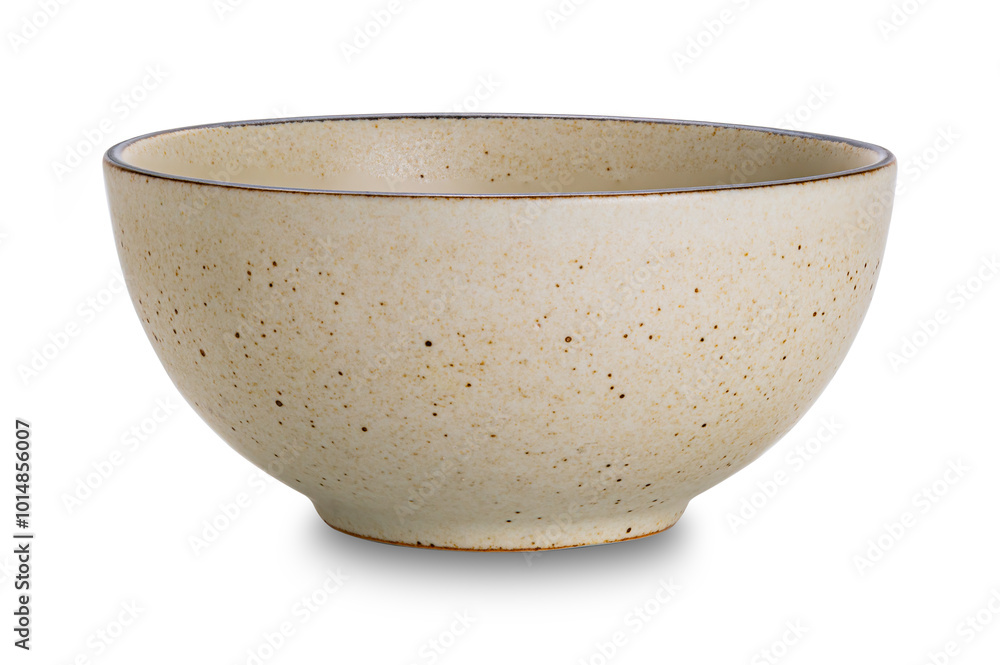 Side view of single empty brown ceramic bowl isolated on white background with clipping path. Side view of single empty brown ceramic bowl isolated on white background with clipping path.