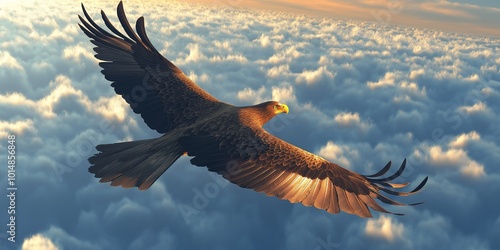 Majestic Flight Eagle in the Sky generative AI