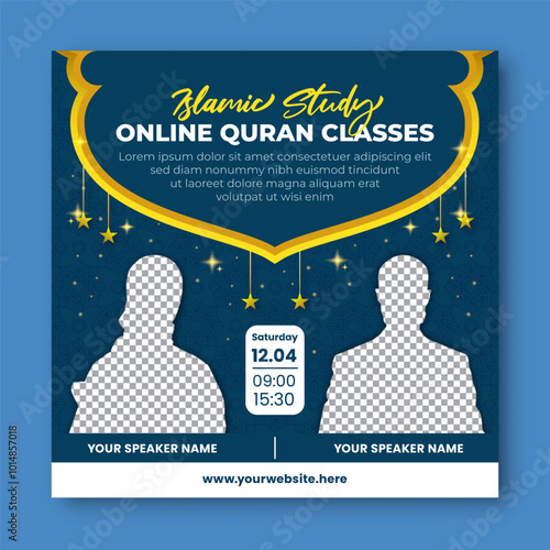Islamic studies online quran classes. Islamic webinar social media template