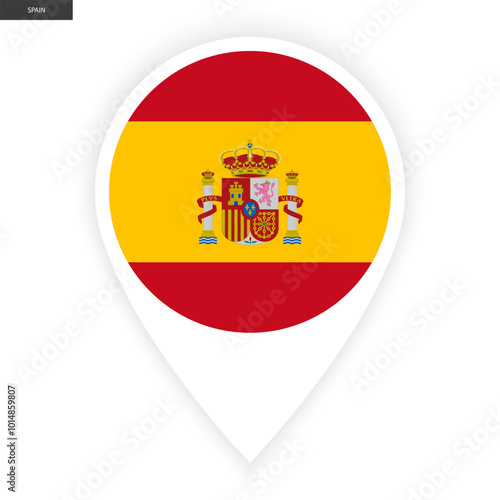 Spain marker icon with white border on white background. Spain pin icon isolated on white background	
