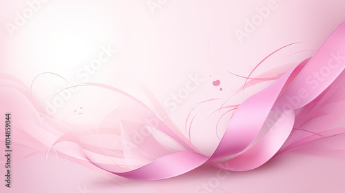 vector illustration ,Breast cancer  background with pink awareness ribbon and copy space border design,