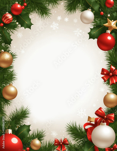 christmas background with branches and balls