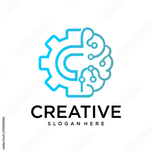 C gear brain logo designs intelligent gear systems for a smarter world
