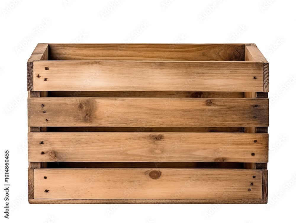 Empty wooden wood crate box isolated on transparent background Empty wooden wood crate box isolated on transparent background