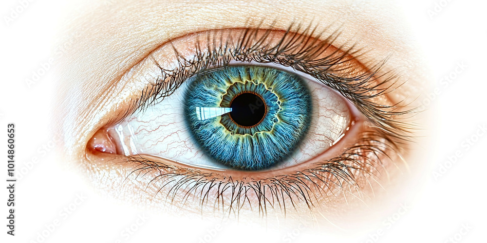 A close up of a person's eye with a blue iris A close up of a person's eye with a blue iris