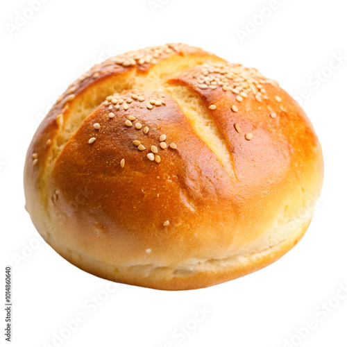 Burger bun with sesame seeds isolated on transparent background