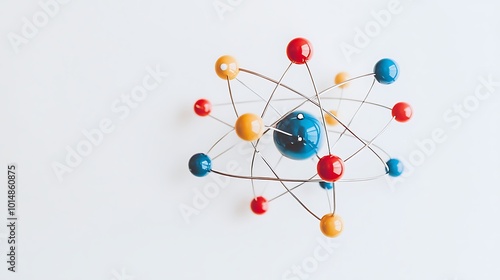 A colorful atom model isolated on a white background.