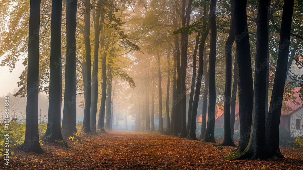 Fototapeta premium Fog in the forest background