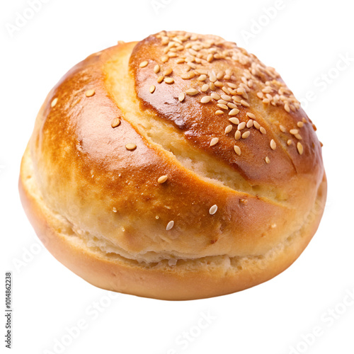 Burger bun with sesame seeds isolated on transparent background