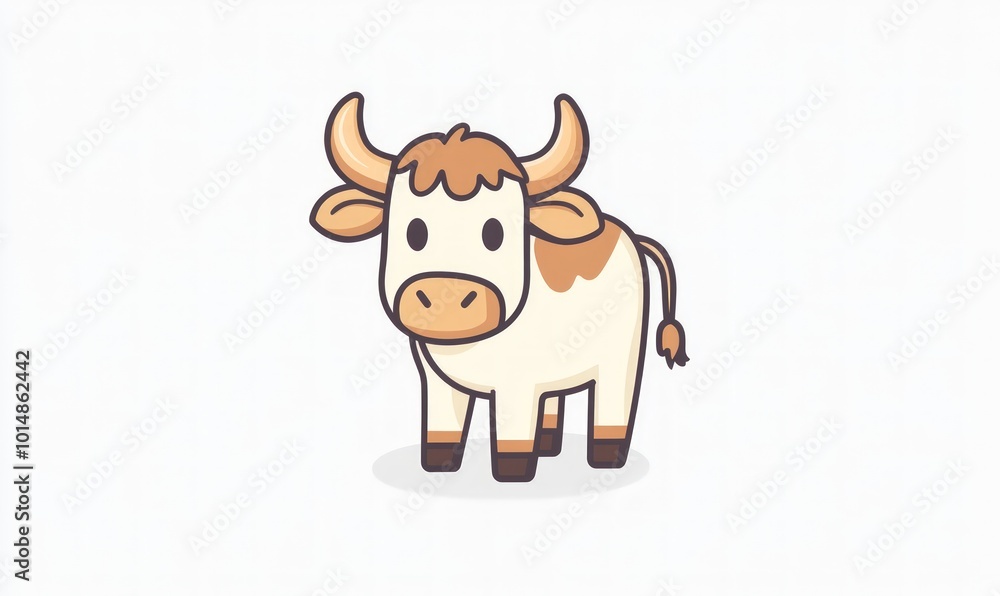 Cute cartoon illustration of a brown and white cow. Cute cartoon illustration of a brown and white cow.