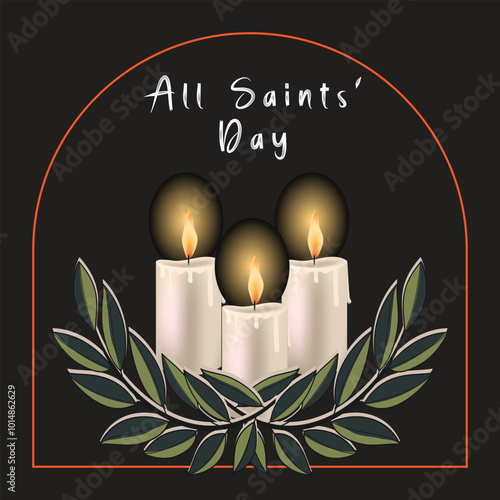 All Saints' Day design with several candle. Vector illustration. 