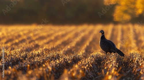 Sharp-tailed Grouse in Golden Field photo